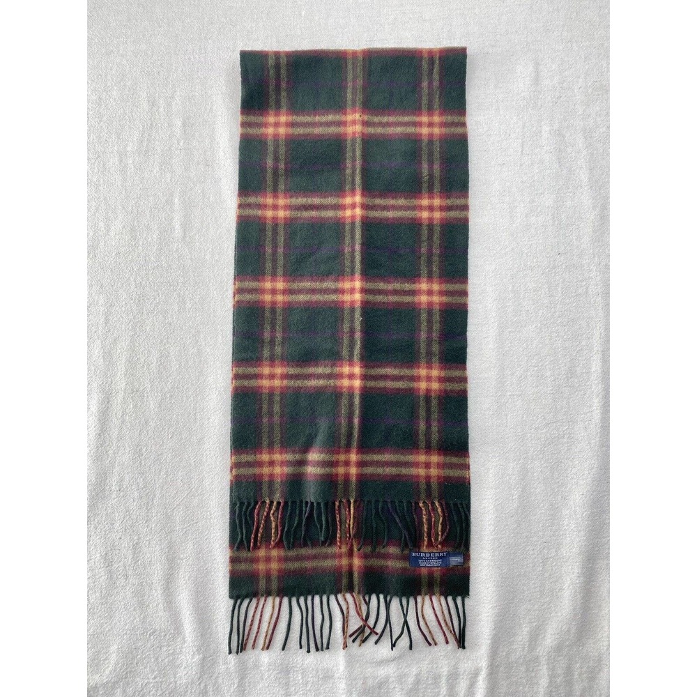 BURBERRY Plaid Cashmere Nova Check Scarf Green Red